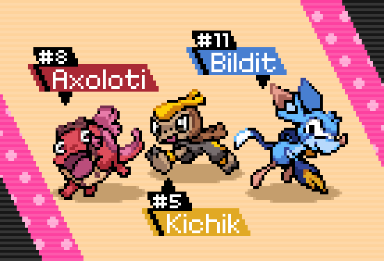 Fanart of starter creatures from Beastieball game